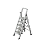 GROVIA 5/6/7/8-Step Slim - 18cm Design, Pedal, Non-Slip Aluminium Folding Feet Ladder Anti-Slip 6cm Wide Silver
