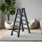 GROVIA 4/5/6-Step 15cm - Pedal, Feet Folding 14.5cm Anti-Slip Aluminium Thick, Ladder Wide - Grey
