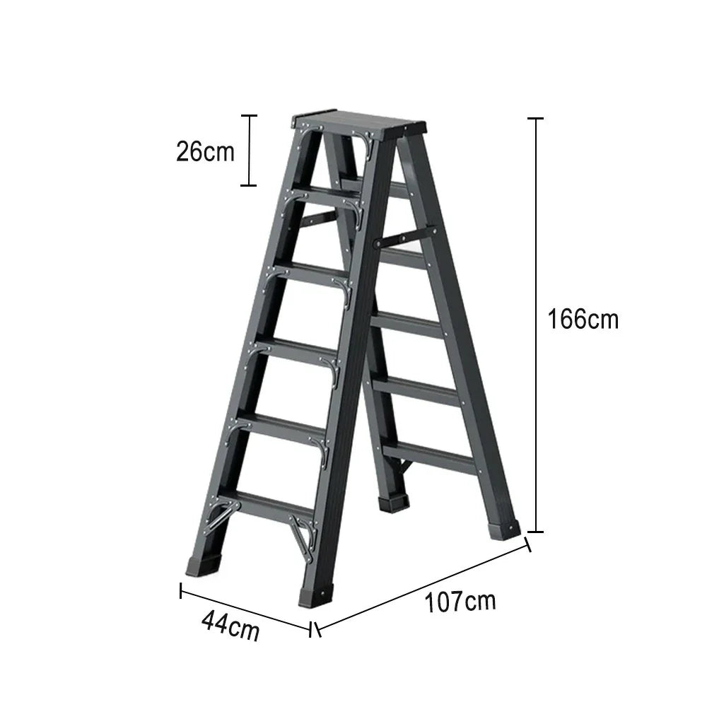 GROVIA 4/5/6-Step 15cm - Pedal, Feet Folding 14.5cm Anti-Slip Aluminium Thick, Ladder Wide - Grey