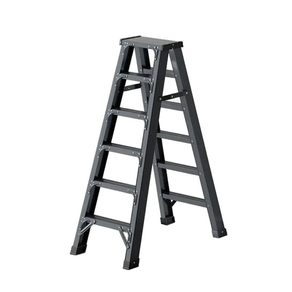 GROVIA 4/5/6-Step 15cm - Pedal, Feet Folding 14.5cm Anti-Slip Aluminium Thick, Ladder Wide - Grey