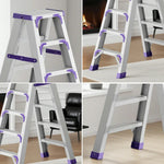 GROVIA 4/5/6-Step Anti-Slip - 15cm - Feet Ladder Pedal, 14.5cm Folding Thick, Wide Aluminium Purple