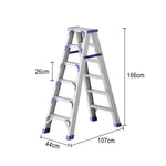 GROVIA 4/5/6-Step Anti-Slip - 15cm - Feet Ladder Pedal, 14.5cm Folding Thick, Wide Aluminium Purple