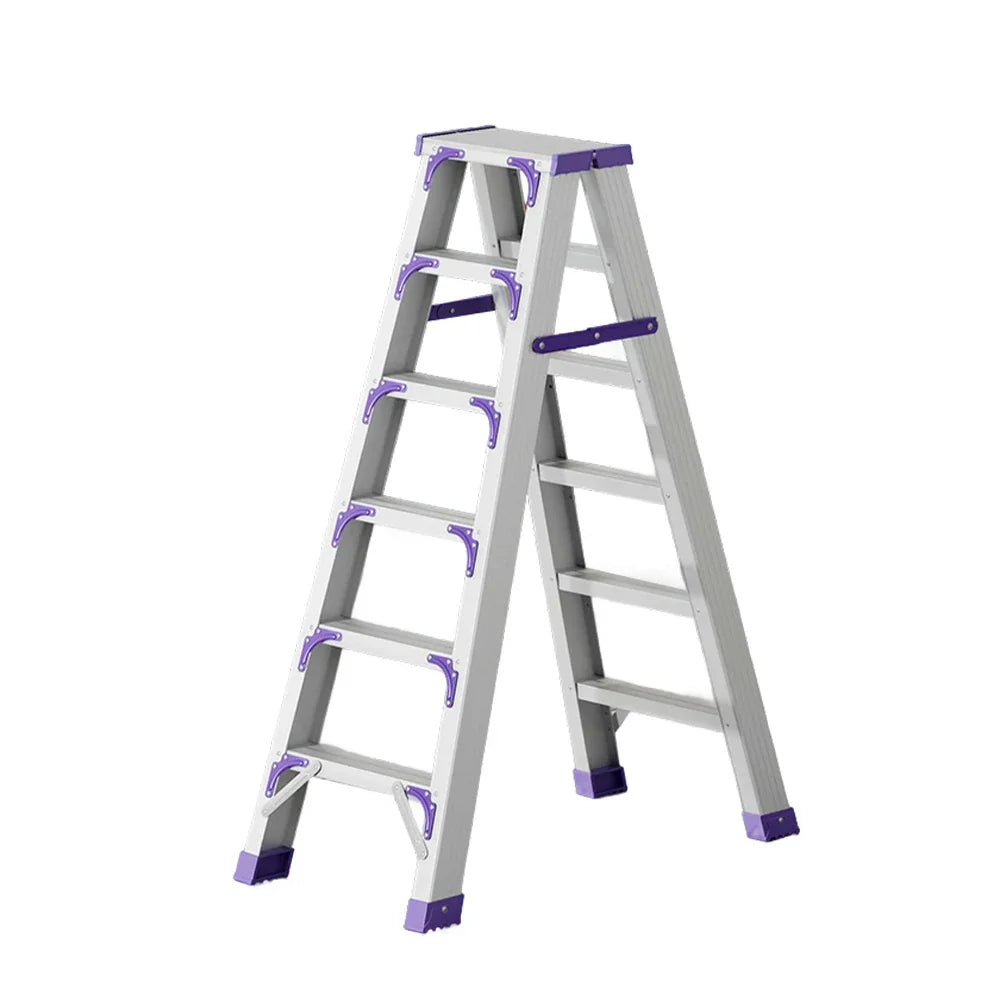 GROVIA 4/5/6-Step Anti-Slip - 15cm - Feet Ladder Pedal, 14.5cm Folding Thick, Wide Aluminium Purple