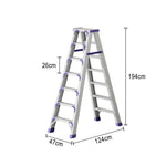 GROVIA 7/8/10-Step Feet Folding Ladder Thick, Wide Anti-Slip 14.5cm - 15cm - Pedal, Aluminium Purple