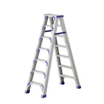 GROVIA 7/8/10-Step Feet Folding Ladder Thick, Wide Anti-Slip 14.5cm - 15cm - Pedal, Aluminium Purple