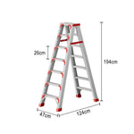 GROVIA 7/8/10-Step 15cm Ladder Wide Feet Aluminium Anti-Slip Pedal, 14.5cm Thick, - Folding Red
