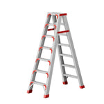GROVIA 7/8/10-Step 15cm Ladder Wide Feet Aluminium Anti-Slip Pedal, 14.5cm Thick, - Folding Red