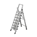 GROVIA 5/6/7/8-Step Slim - 18cm Design, Pedal, Non-Slip Aluminium Folding Feet Ladder Anti-Slip 6cm Wide Silver