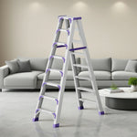 GROVIA 7/8/10-Step Feet Folding Ladder Thick, Wide Anti-Slip 14.5cm - 15cm - Pedal, Aluminium Purple