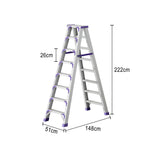GROVIA 7/8/10-Step Feet Folding Ladder Thick, Wide Anti-Slip 14.5cm - 15cm - Pedal, Aluminium Purple