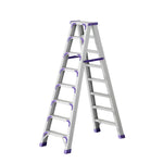 GROVIA 7/8/10-Step Feet Folding Ladder Thick, Wide Anti-Slip 14.5cm - 15cm - Pedal, Aluminium Purple