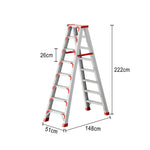 GROVIA 7/8/10-Step 15cm Ladder Wide Feet Aluminium Anti-Slip Pedal, 14.5cm Thick, - Folding Red