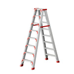 GROVIA 7/8/10-Step 15cm Ladder Wide Feet Aluminium Anti-Slip Pedal, 14.5cm Thick, - Folding Red