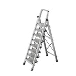 GROVIA 5/6/7/8-Step Slim - 18cm Design, Pedal, Non-Slip Aluminium Folding Feet Ladder Anti-Slip 6cm Wide Silver