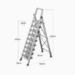 GROVIA 9/10/11/12-Step Feet 6cm Anti-Slip Folding Non-Slip - 18cm Design, Slim Aluminium - Pedal, Wide Ladder Silver