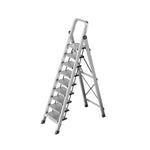 GROVIA 9/10/11/12-Step Feet 6cm Anti-Slip Folding Non-Slip - 18cm Design, Slim Aluminium - Pedal, Wide Ladder Silver