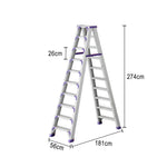 GROVIA 7/8/10-Step Feet Folding Ladder Thick, Wide Anti-Slip 14.5cm - 15cm - Pedal, Aluminium Purple