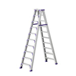 GROVIA 7/8/10-Step Feet Folding Ladder Thick, Wide Anti-Slip 14.5cm - 15cm - Pedal, Aluminium Purple