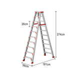 GROVIA 7/8/10-Step 15cm Ladder Wide Feet Aluminium Anti-Slip Pedal, 14.5cm Thick, - Folding Red