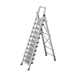 GROVIA 9/10/11/12-Step Feet 6cm Anti-Slip Folding Non-Slip - 18cm Design, Slim Aluminium - Pedal, Wide Ladder Silver