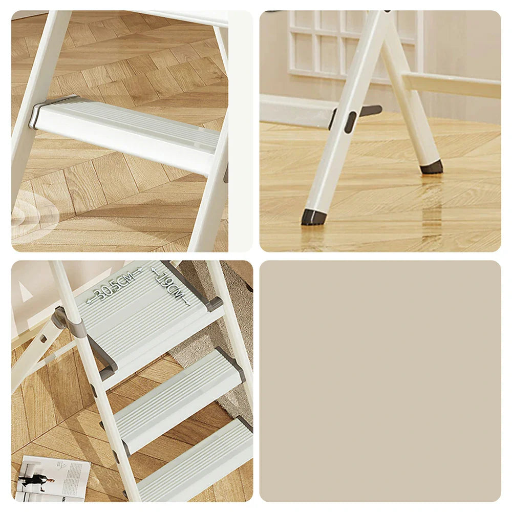 GROVIA LIVARA - 3-Step - Lightweight Space-Saving Folding Aluminium, Ladder Green