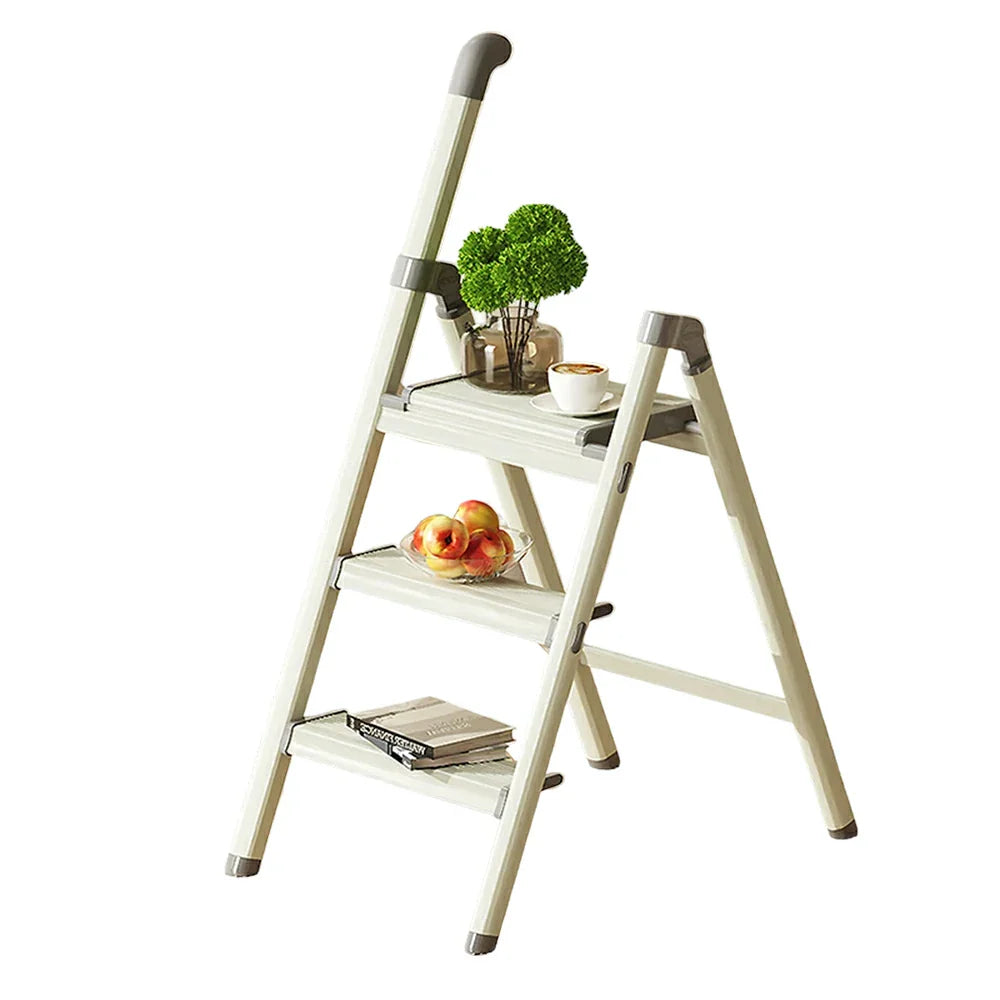 GROVIA LIVARA - 3-Step - Lightweight Space-Saving Folding Aluminium, Ladder Green