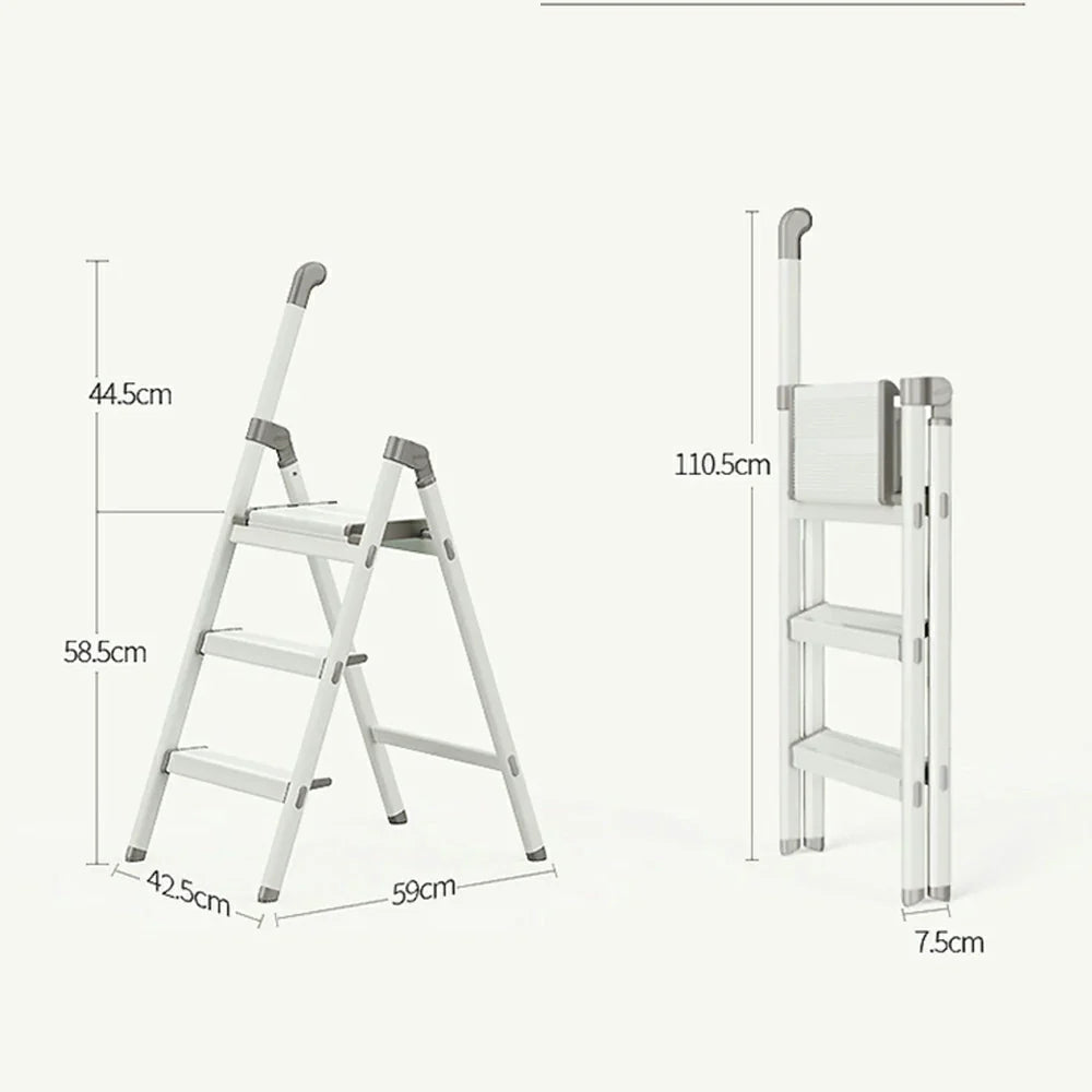 GROVIA LIVARA - 3-Step - Lightweight Space-Saving Folding Aluminium, Ladder Green