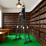 GROVIA 6/8/10 Folding Ladder, Adjustable Base - Heavy-Duty Hinges, Configurations, Anti-Slip Step Multi-Purpose Black