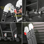 GROVIA 6/8/10 Folding Ladder, Adjustable Base - Heavy-Duty Hinges, Configurations, Anti-Slip Step Multi-Purpose Black