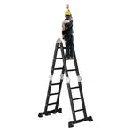 GROVIA 6/8/10 Folding Ladder, Adjustable Base - Heavy-Duty Hinges, Configurations, Anti-Slip Step Multi-Purpose Black