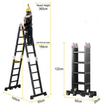 GROVIA 6/8/10 Folding Ladder, Adjustable Base - Heavy-Duty Hinges, Configurations, Anti-Slip Step Multi-Purpose Black