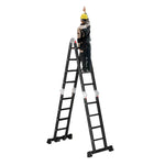 GROVIA 6/8/10 Folding Ladder, Adjustable Base - Heavy-Duty Hinges, Configurations, Anti-Slip Step Multi-Purpose Black