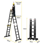 GROVIA 6/8/10 Folding Ladder, Adjustable Base - Heavy-Duty Hinges, Configurations, Anti-Slip Step Multi-Purpose Black