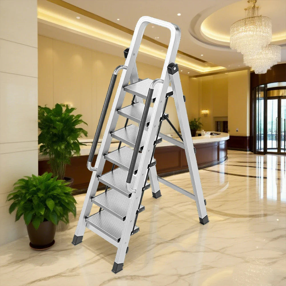 GROVIA 7/8/9 Alloy Aluminum Extra-Wide Anti-Slip Pedals, with Folding Handrails, Design, Step Ladder Durable