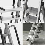 GROVIA 7/8/9 Alloy Aluminum Extra-Wide Anti-Slip Pedals, with Folding Handrails, Design, Step Ladder Durable