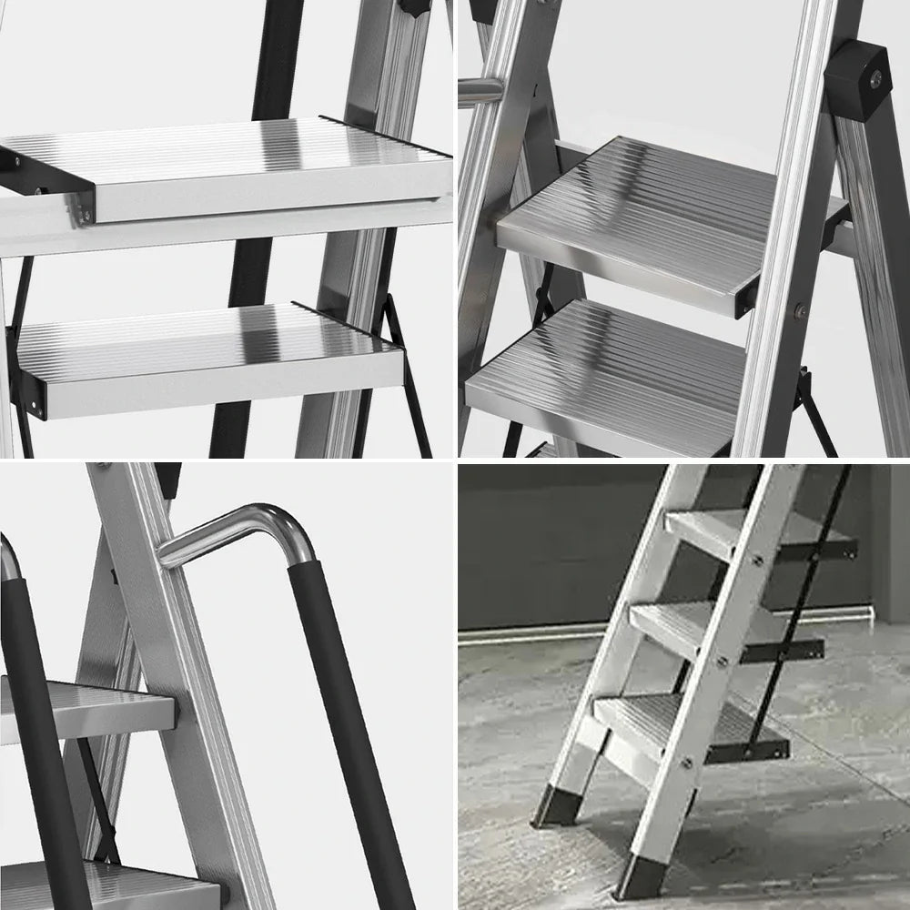 GROVIA 7/8/9 Alloy Aluminum Extra-Wide Anti-Slip Pedals, with Folding Handrails, Design, Step Ladder Durable