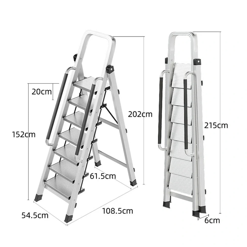 GROVIA 7/8/9 Alloy Aluminum Extra-Wide Anti-Slip Pedals, with Folding Handrails, Design, Step Ladder Durable