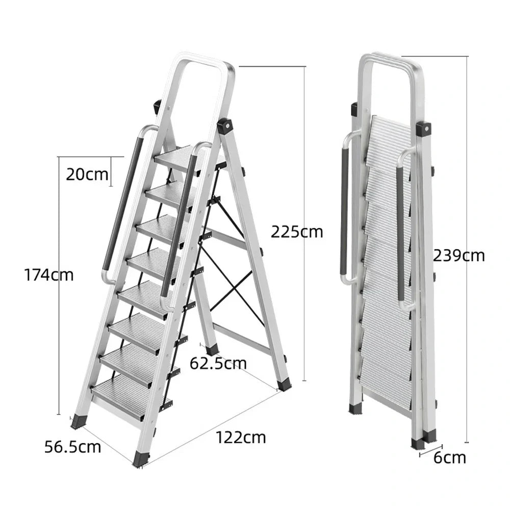 GROVIA 7/8/9 Alloy Aluminum Extra-Wide Anti-Slip Pedals, with Folding Handrails, Design, Step Ladder Durable