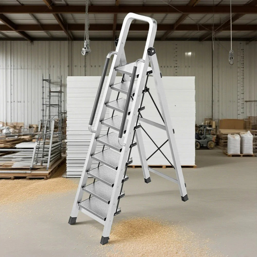 GROVIA 7/8/9 Alloy Aluminum Extra-Wide Anti-Slip Pedals, with Folding Handrails, Design, Step Ladder Durable