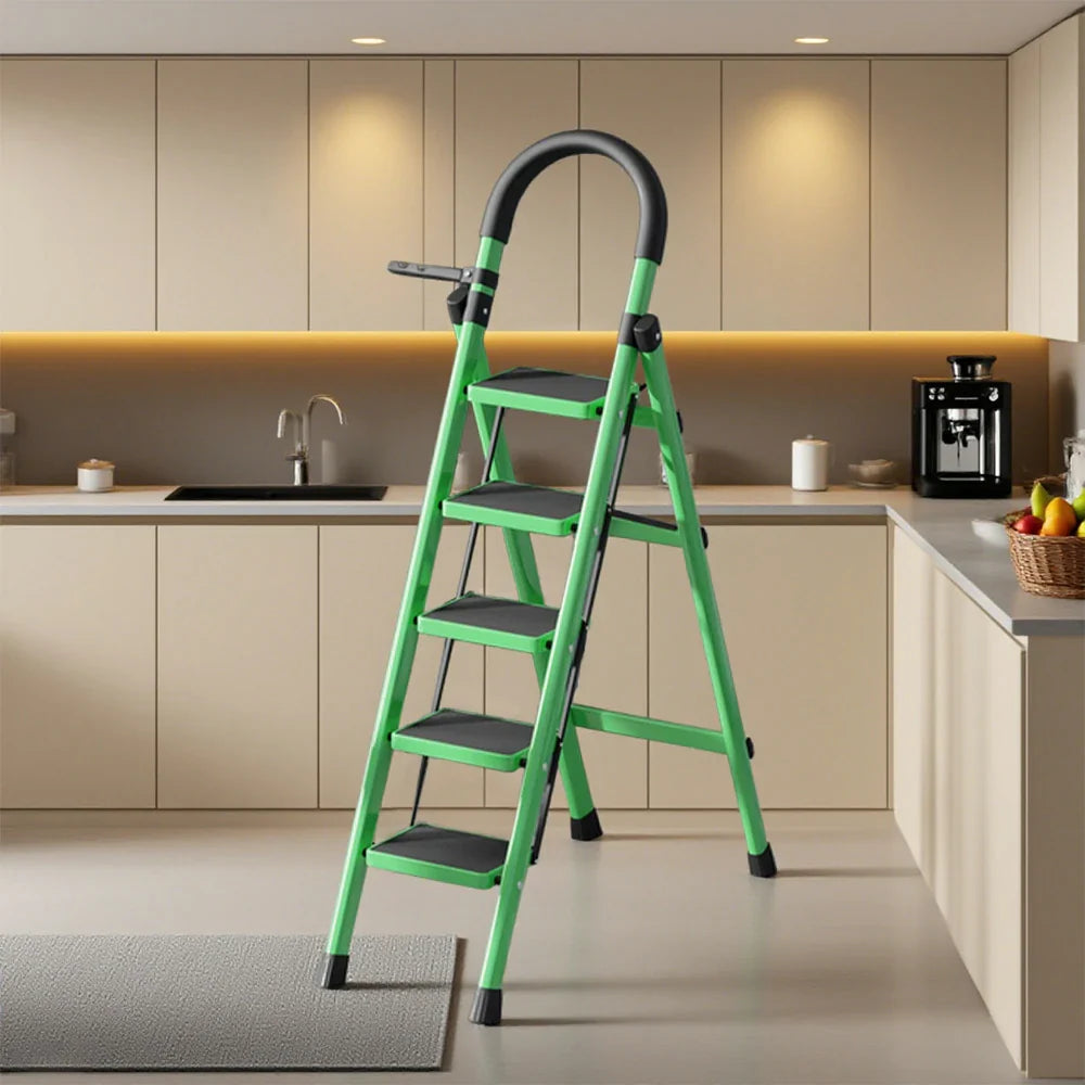 GROVIA 5/6 Ladder, Step Aluminum Lightweight - Pedals Extra-Wide Alloy Green