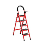 GROVIA 5/6 Aluminum Ladder, Pedals Extra-Wide Step Alloy Lightweight - Red