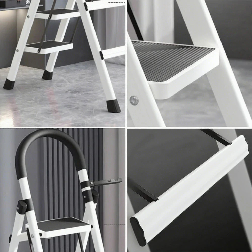 GROVIA 5/6 - Step Alloy Ladder, Pedals Lightweight Aluminum Extra-Wide White