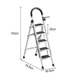 GROVIA 5/6 - Step Alloy Ladder, Pedals Lightweight Aluminum Extra-Wide White