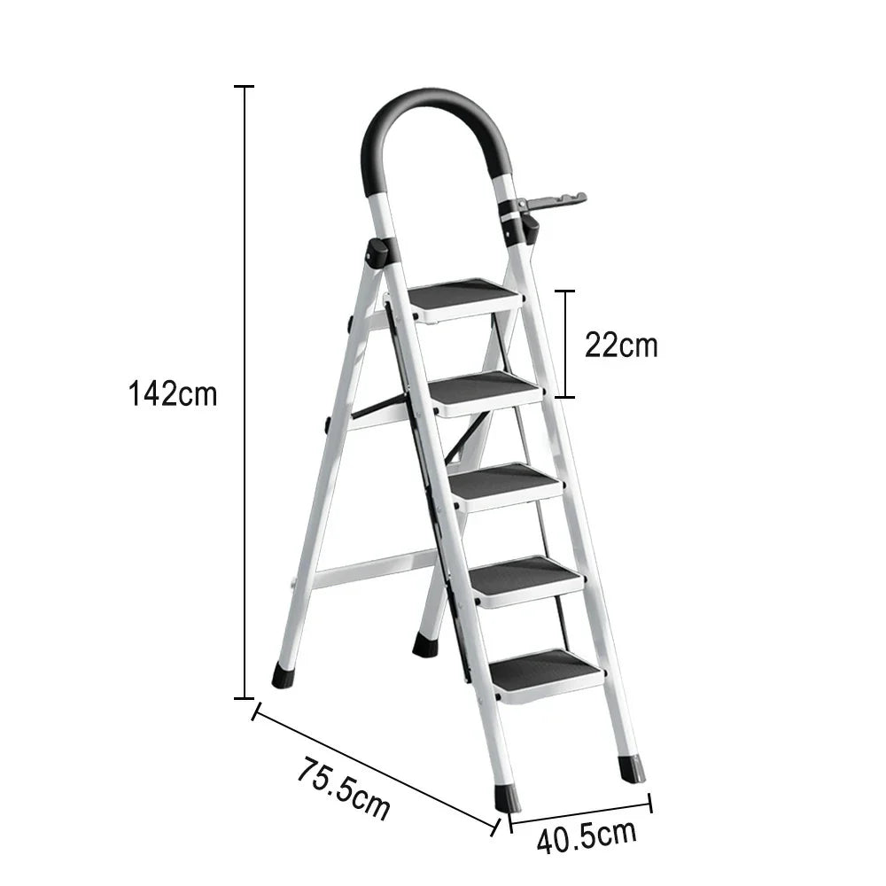 GROVIA 5/6 - Step Alloy Ladder, Pedals Lightweight Aluminum Extra-Wide White