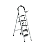 GROVIA 5/6 - Step Alloy Ladder, Pedals Lightweight Aluminum Extra-Wide White