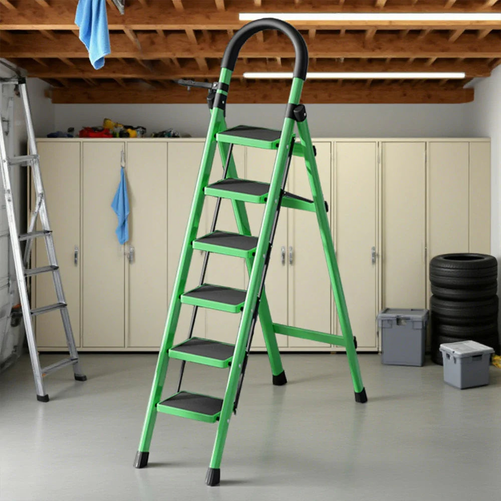 GROVIA 5/6 Ladder, Step Aluminum Lightweight - Pedals Extra-Wide Alloy Green