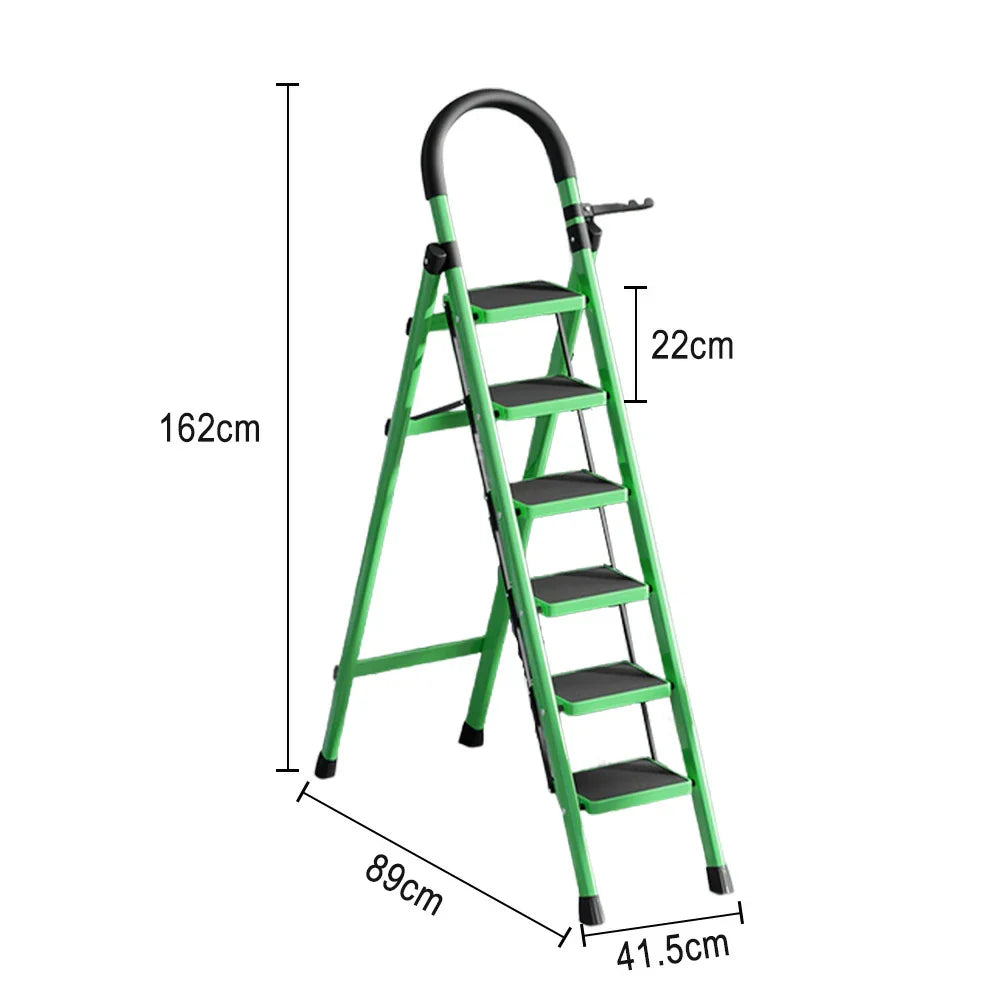 GROVIA 5/6 Ladder, Step Aluminum Lightweight - Pedals Extra-Wide Alloy Green