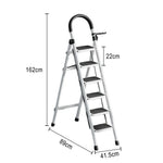 GROVIA 5/6 - Step Alloy Ladder, Pedals Lightweight Aluminum Extra-Wide White
