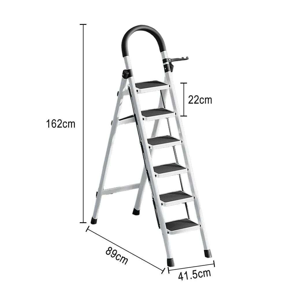 GROVIA 5/6 - Step Alloy Ladder, Pedals Lightweight Aluminum Extra-Wide White
