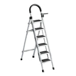 GROVIA 5/6 - Step Alloy Ladder, Pedals Lightweight Aluminum Extra-Wide White